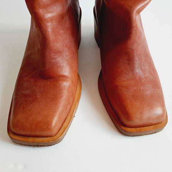 Chanel Brown Black Leather Boots Size 36.5 - Picture 8 of 16